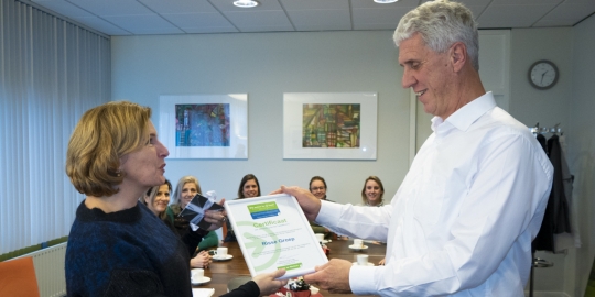 uigereikt certificaat aan Risse Groep