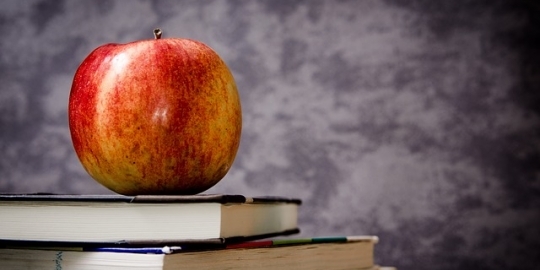 Appel op stapel boeken